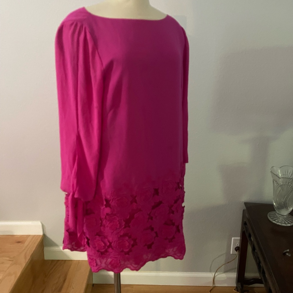 Tahari Pink Floral Lace Dress